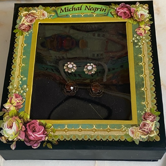 Michal Negrin crystal earrings in box and gift bag - Picture 3 of 9